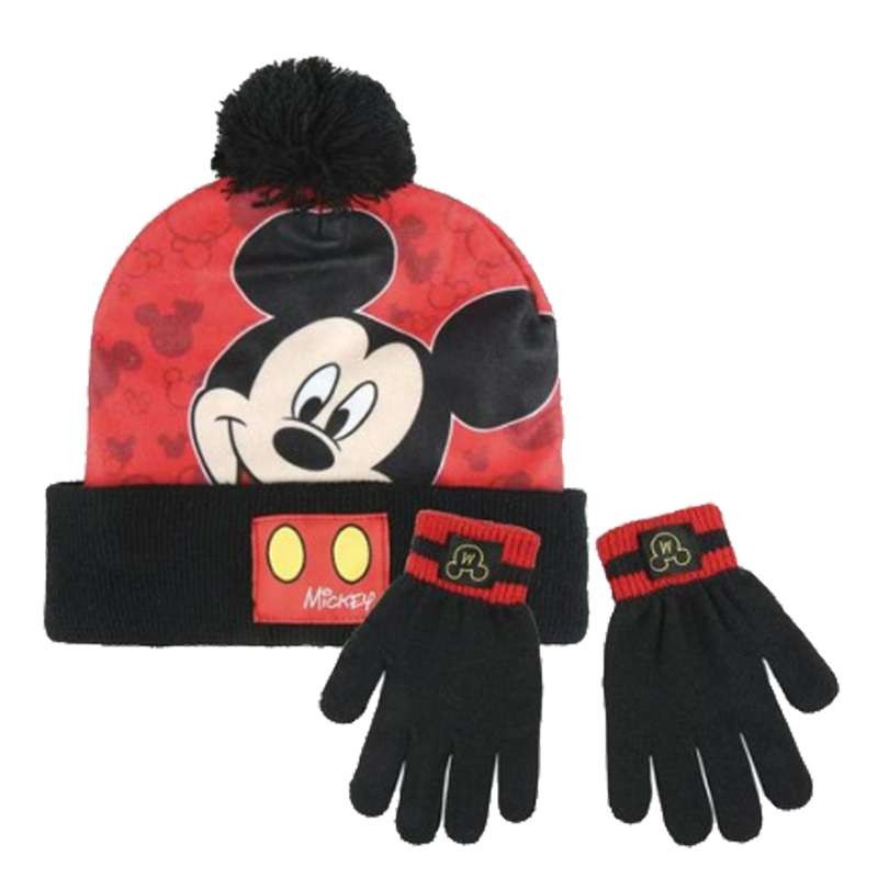 CAPPELLINO PON PON E GUANTI TOPOLINO – COMPLETO MICHEY MOUSE PER BAMBINI