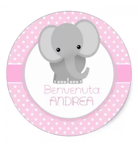 CIALDA NASCITA PERSONALIZZATA ROSA - CON ELEFANTINO