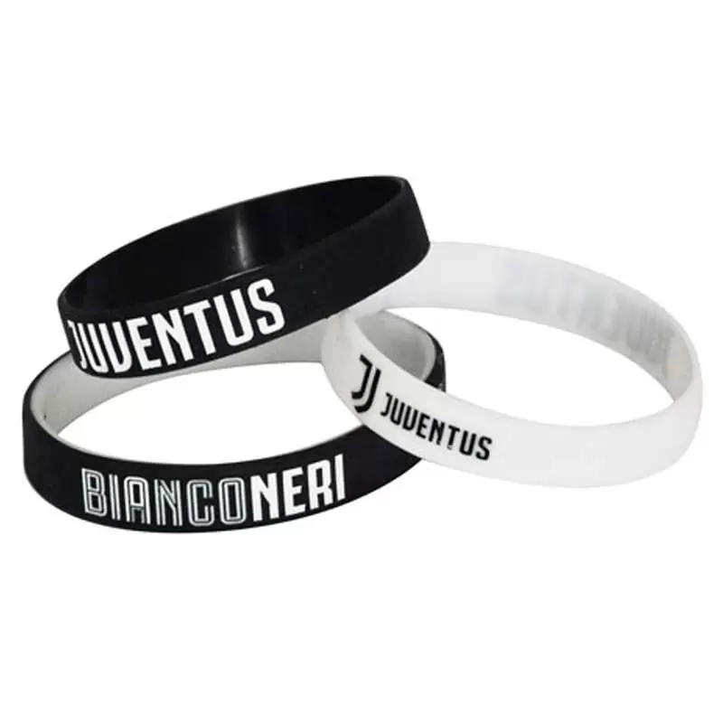 BRACCIALETTI JUVENTUS IN SILICONE BIANCHI E NERI - 3 PZ