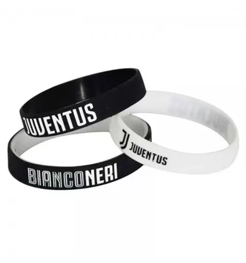 BRACCIALETTI JUVENTUS IN SILICONE BIANCHI E NERI - 3 PZ
