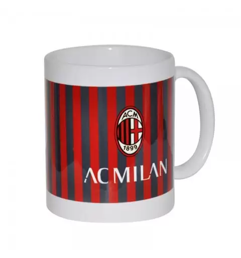 TAZZA MILAN IN CERAMICA CON STRISCE ROSSE E NERE E LOGO