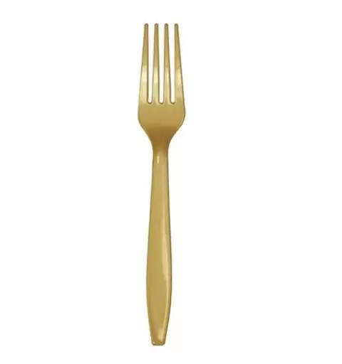 FORCHETTE ORO DI PLASTICA RESISTENTE - GLITTERING GOLD 24 PZ