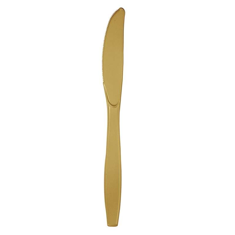 COLTELLI ORO DI PLASTICA RESISTENTE - 24 PZ GLITTERING GOLD
