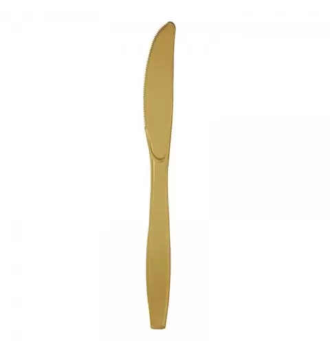 COLTELLI ORO DI PLASTICA RESISTENTE - 24 PZ GLITTERING GOLD