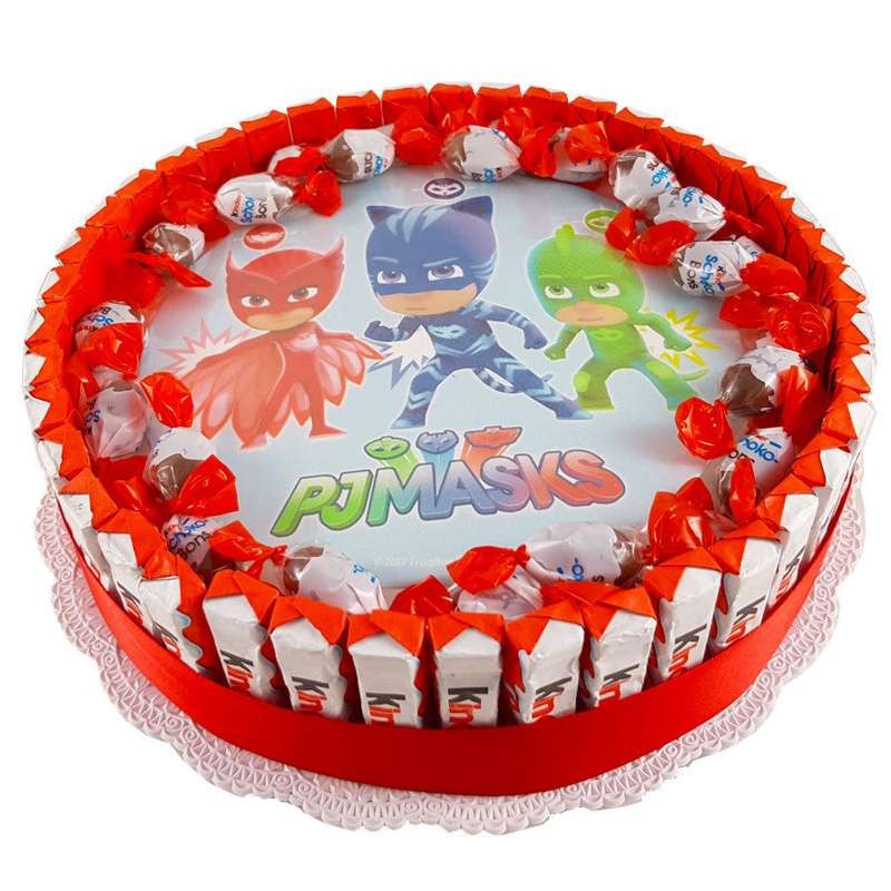 Torta Kinder super Pigiamini - torta barrette Kinder Pj Masks