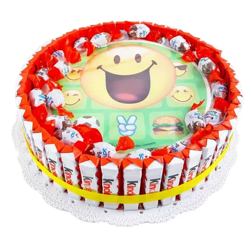 TORTA KINDER EMOTICON SMILE – TORTA CON BARRETTE KINDER