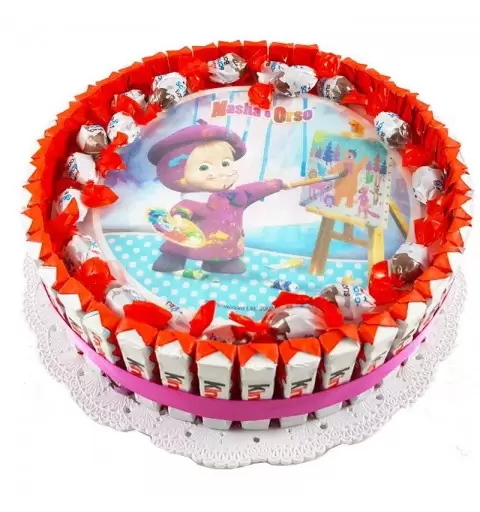 TORTA KINDER MASHA E ORSO – TORTA CON BARRETTE KINDER