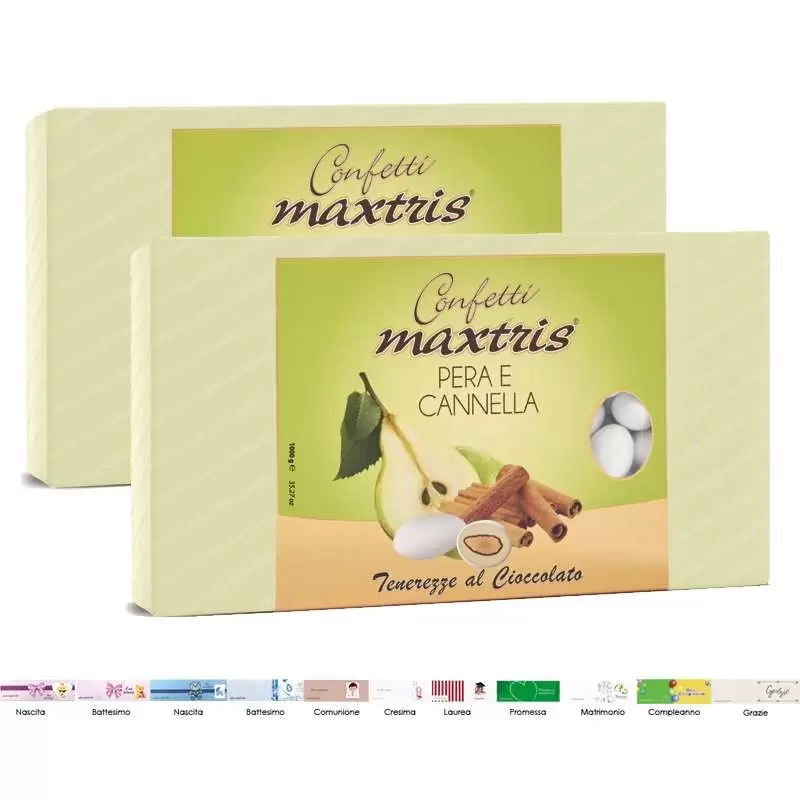 2 CONFEZIONI DI CONFETTI MAXTRIS PERA CANNELLA - 2 KG