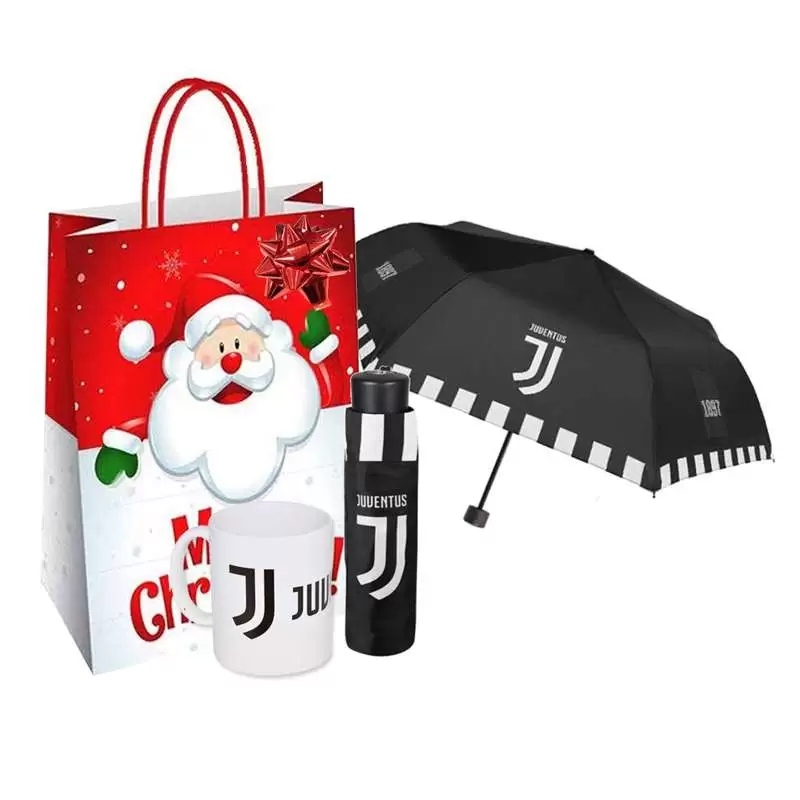IDEA REGALO JUVENTUS MINI OMBRELLO E TAZZA – CON SHOPPER E COCCARDA