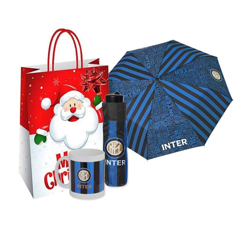 Idea regalo Inter mini ombrello e tazza - con shopper e coccarda