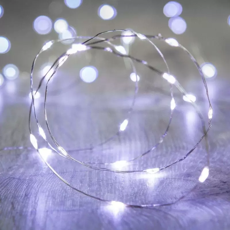 CATENA DI LUCI LED BIANCHE – FILO DI LUCI A BATTERIA