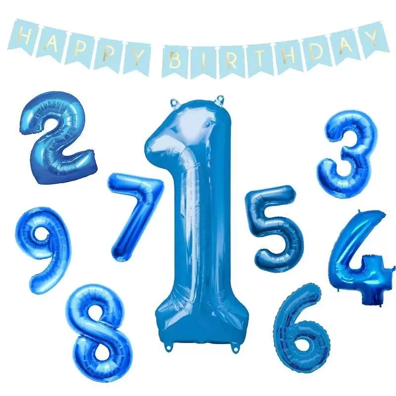 FOIL NUMERICO E GHIRLANDA HAPPY BIRTHDAY – BLU