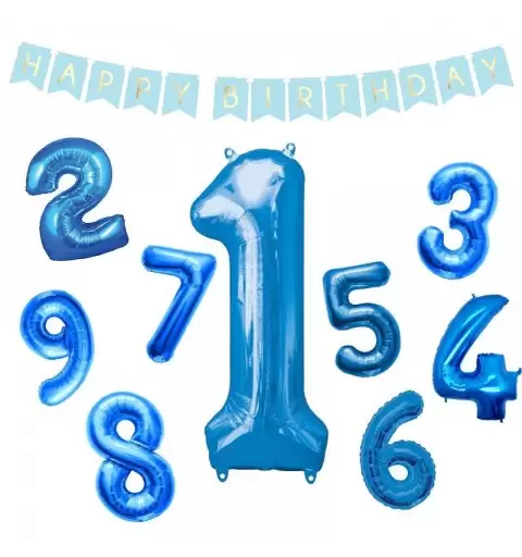 FOIL NUMERICO E GHIRLANDA HAPPY BIRTHDAY – BLU