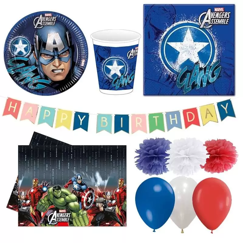 KIT N.65 CAPITAN AMERICA – ACCESSORI FESTA PER 8 BAMBINI SUPER EROI