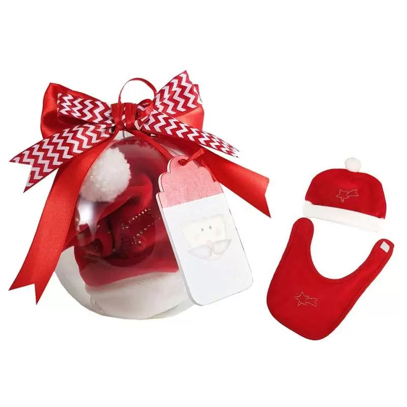 Pallina natalizia con cappellino e bavetta rossi e bianchi