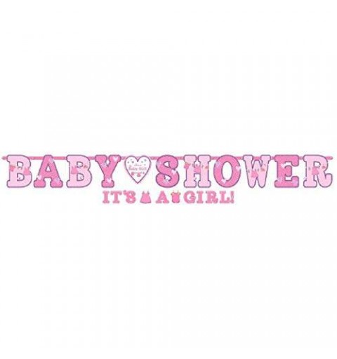 Ghirlanda baby shower rosa in cartoncino - festone baby shower party