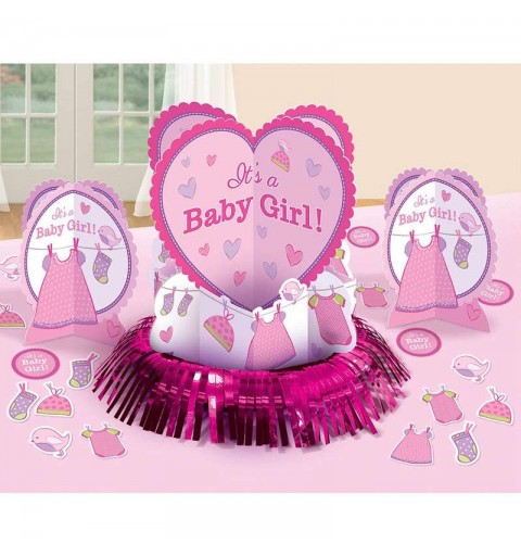Centrotavola baby shower rosa - decorazione tavola in cartoncino it's a girl