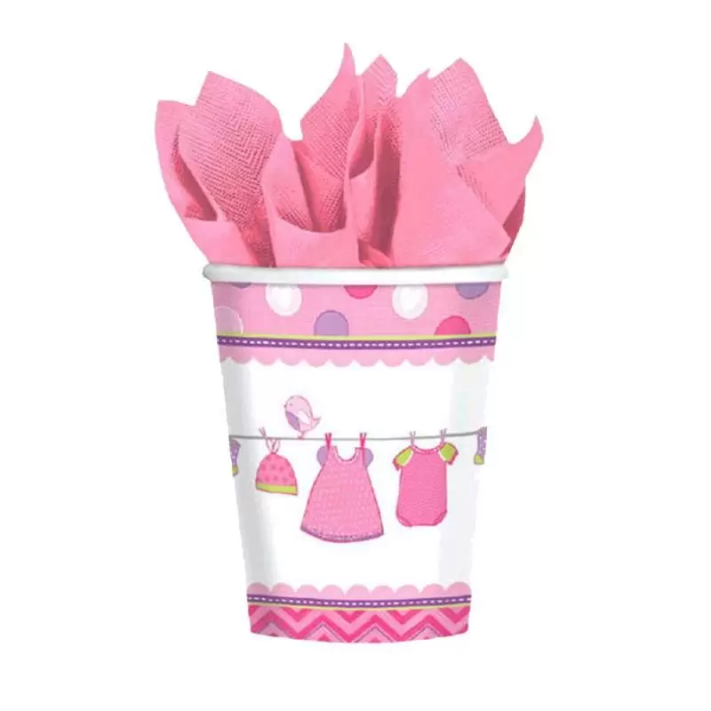 BICCHIERI BABY SHOWER GIRL ROSA - 8 PZ