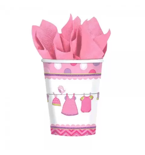 BICCHIERI BABY SHOWER GIRL ROSA - 8 PZ