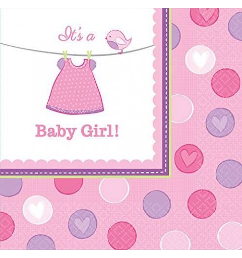 Kit n.3 baby shower girl rosa - accessori party pre nascita