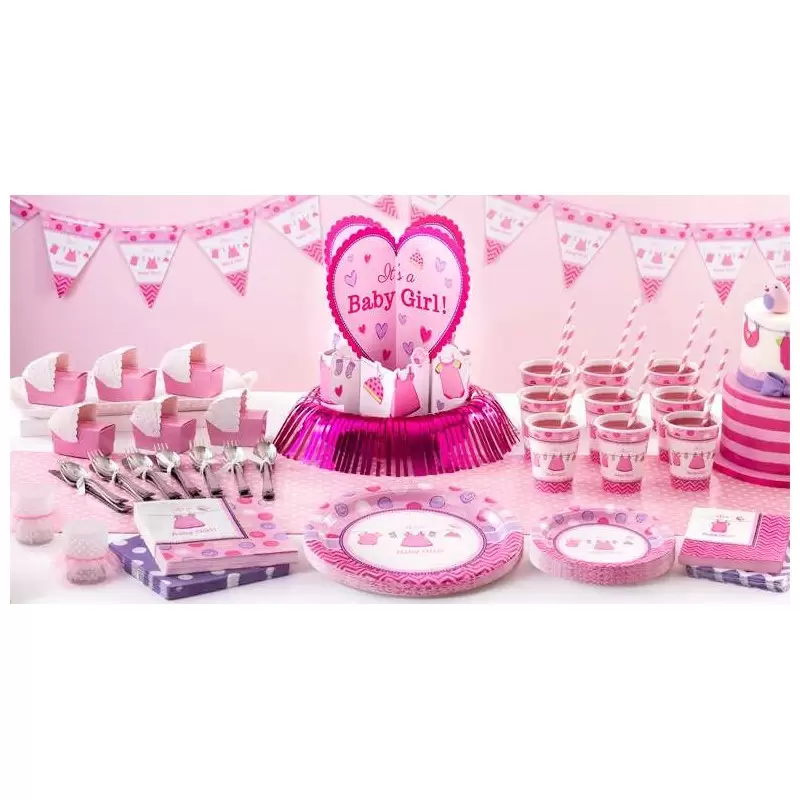 Kit n.13 baby shower girl rosa - accessori party pre nascita