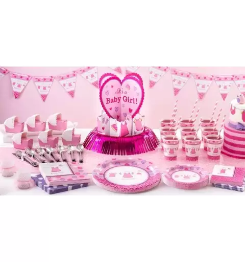Kit n.13 baby shower girl rosa - accessori party pre nascita