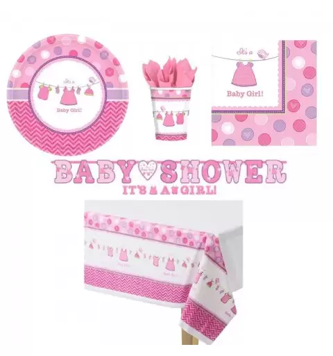 Kit n.13 baby shower girl rosa - accessori party pre nascita