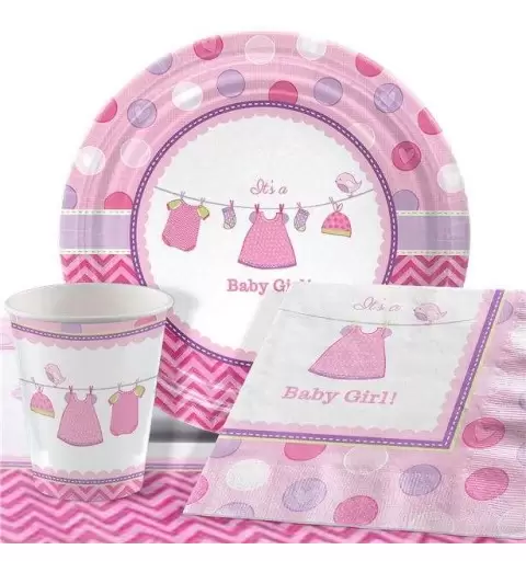 Kit n.13 baby shower girl rosa - accessori party pre nascita