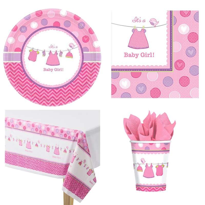 Kit n.16 baby shower girl rosa - accessori party pre nascita