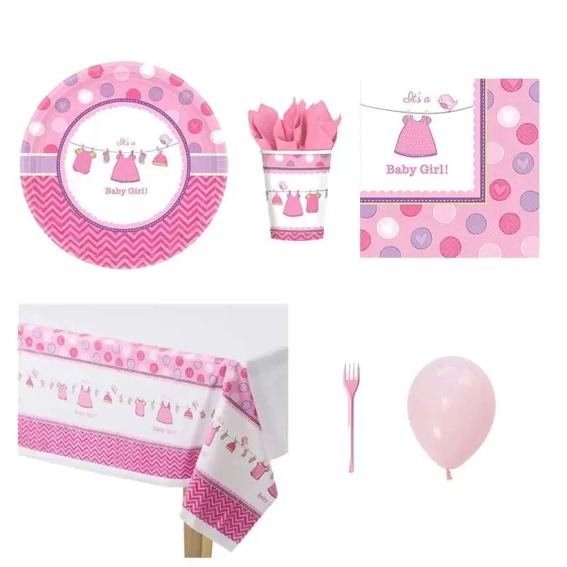 KIT N.6 BABY SHOWER GIRL ROSA – ACCESSORI PARTY PRE NASCITA