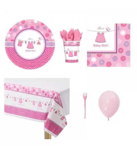 KIT N.6 BABY SHOWER GIRL ROSA – ACCESSORI PARTY PRE NASCITA
