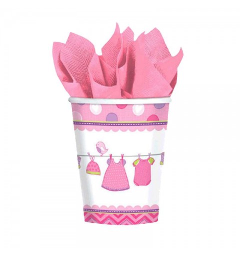 KIT N.7 BABY SHOWER GIRL ROSA – ARTICOLI PER LA TAVOLA 8 PERSONE