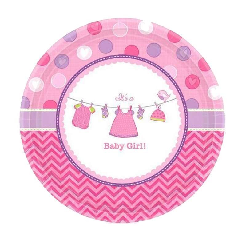 KIT N.7 BABY SHOWER GIRL ROSA – ARTICOLI PER LA TAVOLA 8 PERSONE