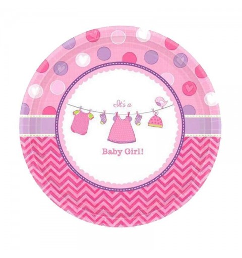 KIT N.7 BABY SHOWER GIRL ROSA – ARTICOLI PER LA TAVOLA 8 PERSONE