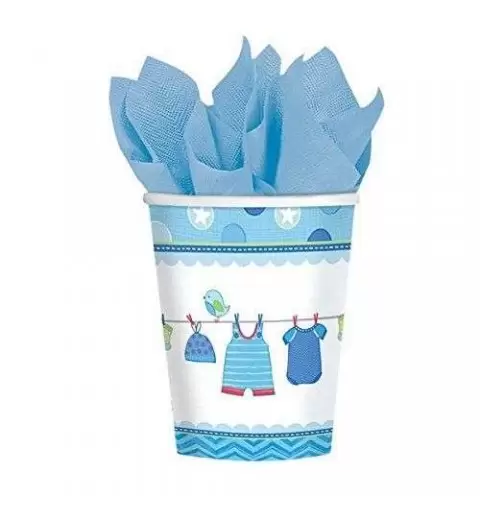 BICCHIERI BABY SHOWER BOY CELESTE - 8 PZ