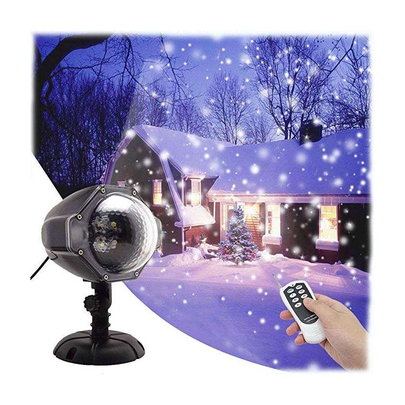 GAXmi Luce della neve di LED Telecomando Natale Nevica Luci del proiettore notturno riflettore Allesterno dellinterno Illuminazione decorativa del paesaggio 
