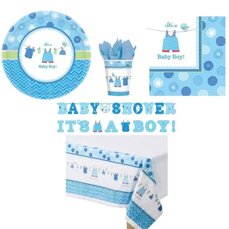 KIT N.13 BABY SHOWER BOY CELESTE - ARTICOLI FESTA PRE NASCITA