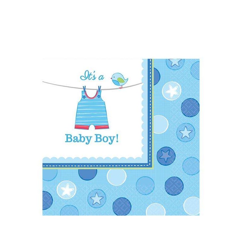Kit n.16 baby shower boy celeste - piatti bicchieri tovaglioli tovaglia