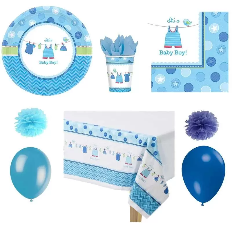 KIT N.49 BABY SHOWER CELESTE – ACCESSORI TAVOLA PER 8