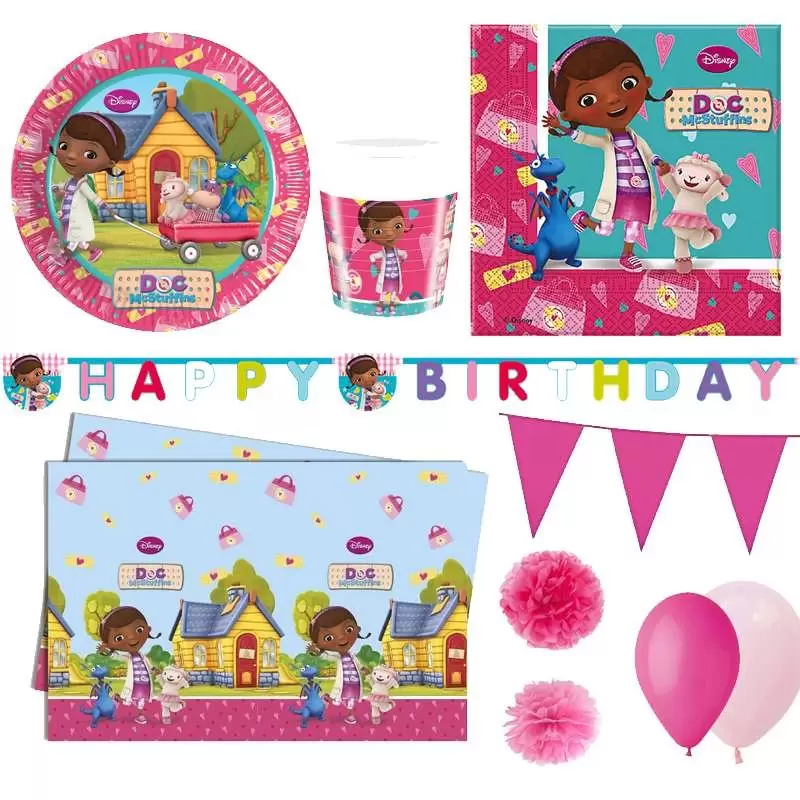 Kit n.46 dottoressa peluche - addobbi compleanno per 32 bambini