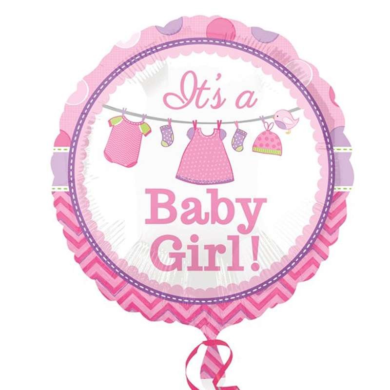 PALLONCINO FOIL BABY SHOWER GIRL ROSA – 45 CM