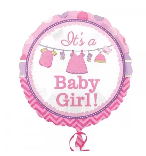 PALLONCINO FOIL BABY SHOWER GIRL ROSA – 45 CM