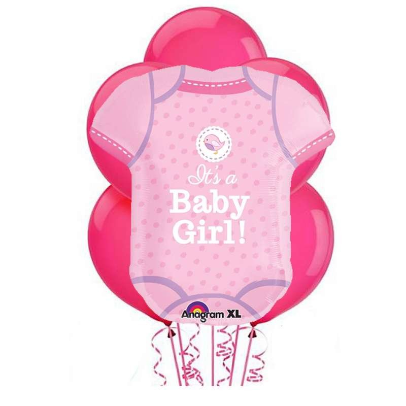 Composizione palloncini baby shower girl con supershape body rosa