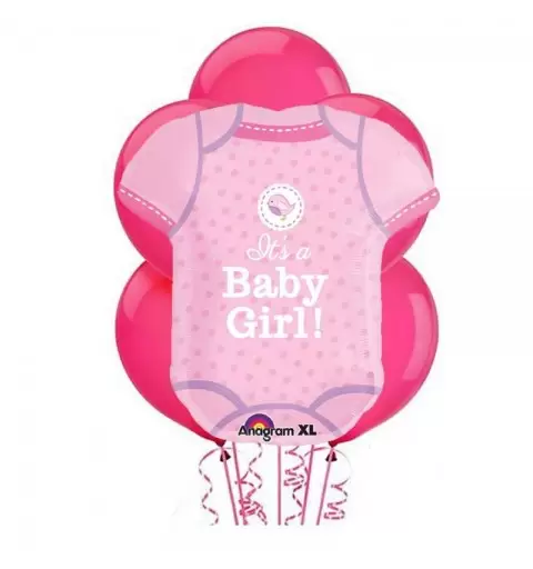 Composizione palloncini baby shower girl con supershape body rosa