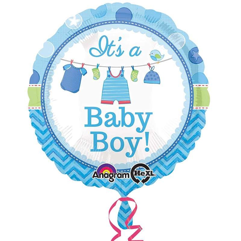 Palloncino foil baby shower boy celeste 