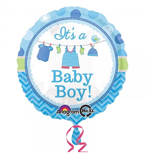 Palloncino foil baby shower boy celeste 