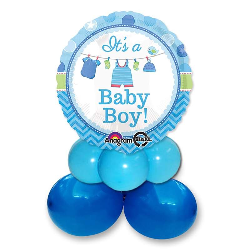 Centrotavola baby shower boy con foil - composizione fai da te palloncini