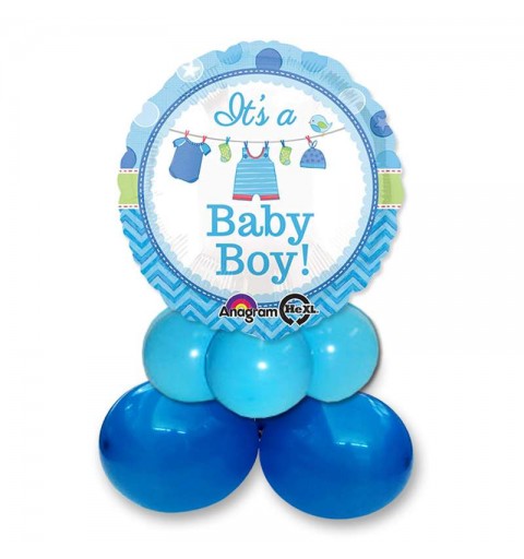 Centrotavola baby shower boy con foil - composizione fai da te palloncini