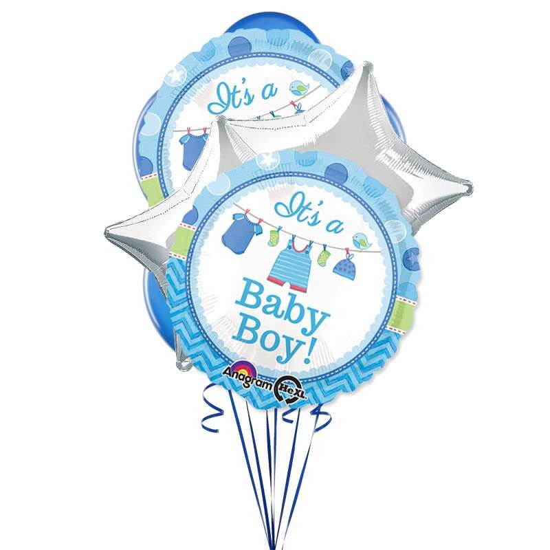 Centrotavola baby shower boy con foil - composizione fai da te