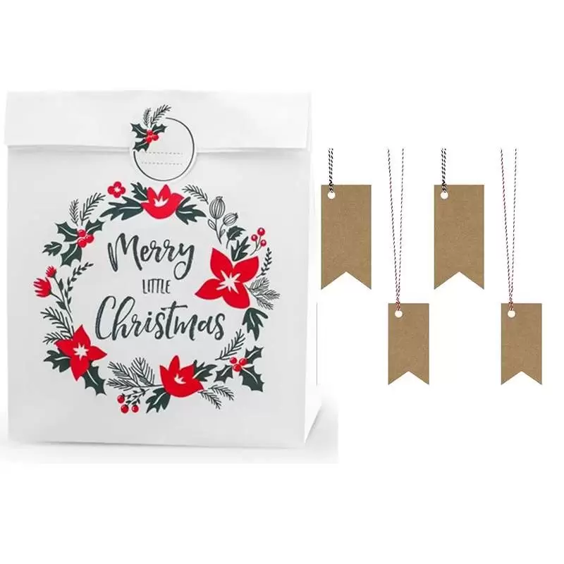 Buste natalizie con etichette avana - 12 pz